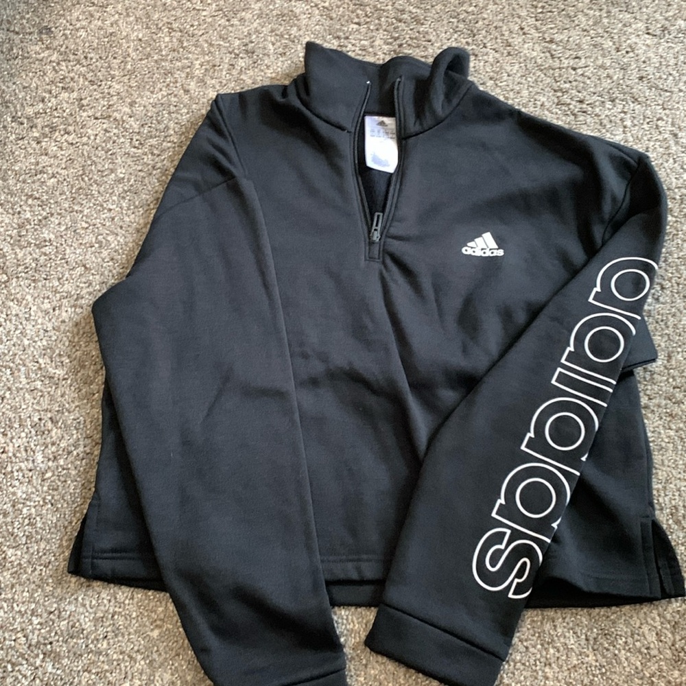 Adidas cropped quarter zip hoodie